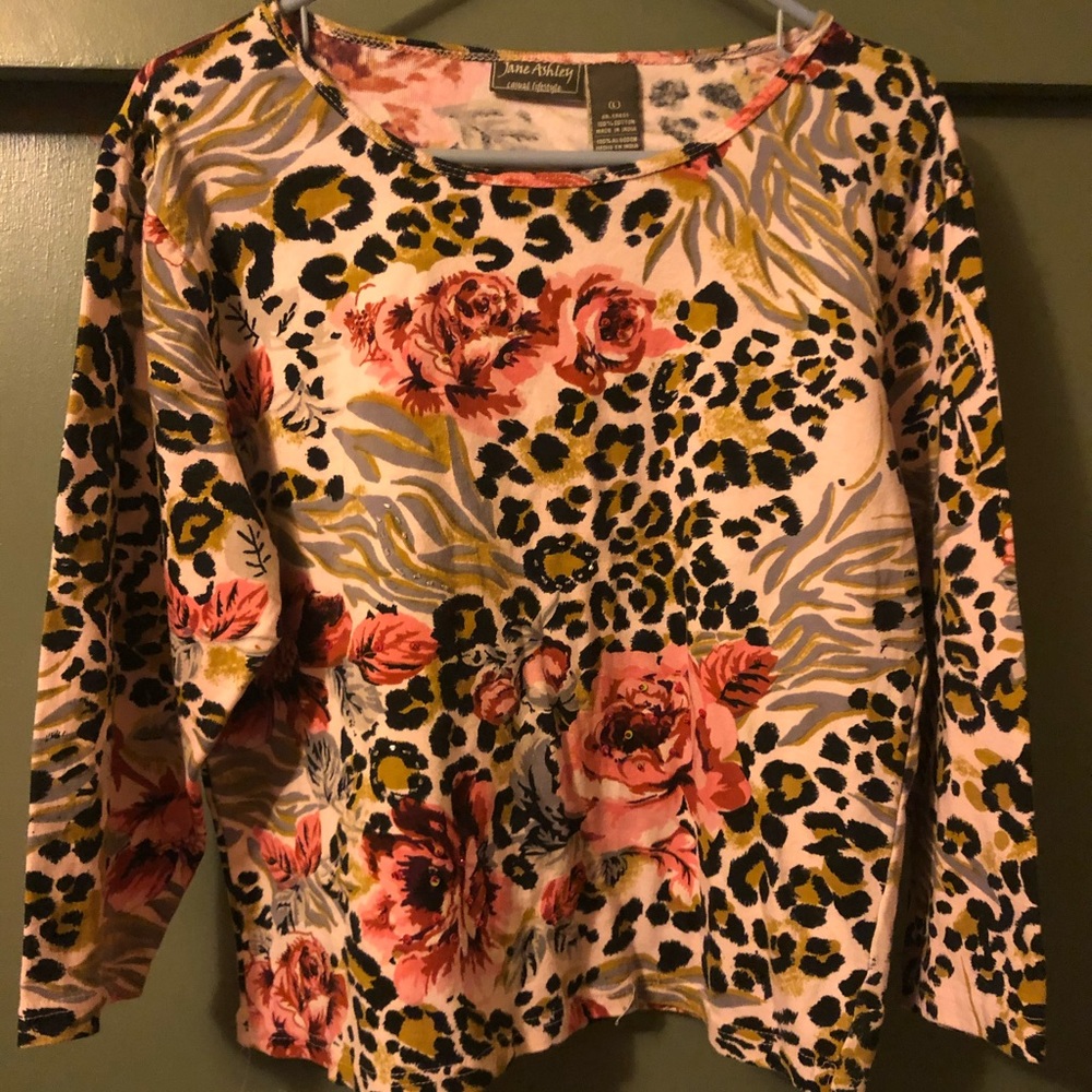 June Ashley leopard print sleeve shirt